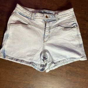 High Waist Acid Wash Denim Shorts